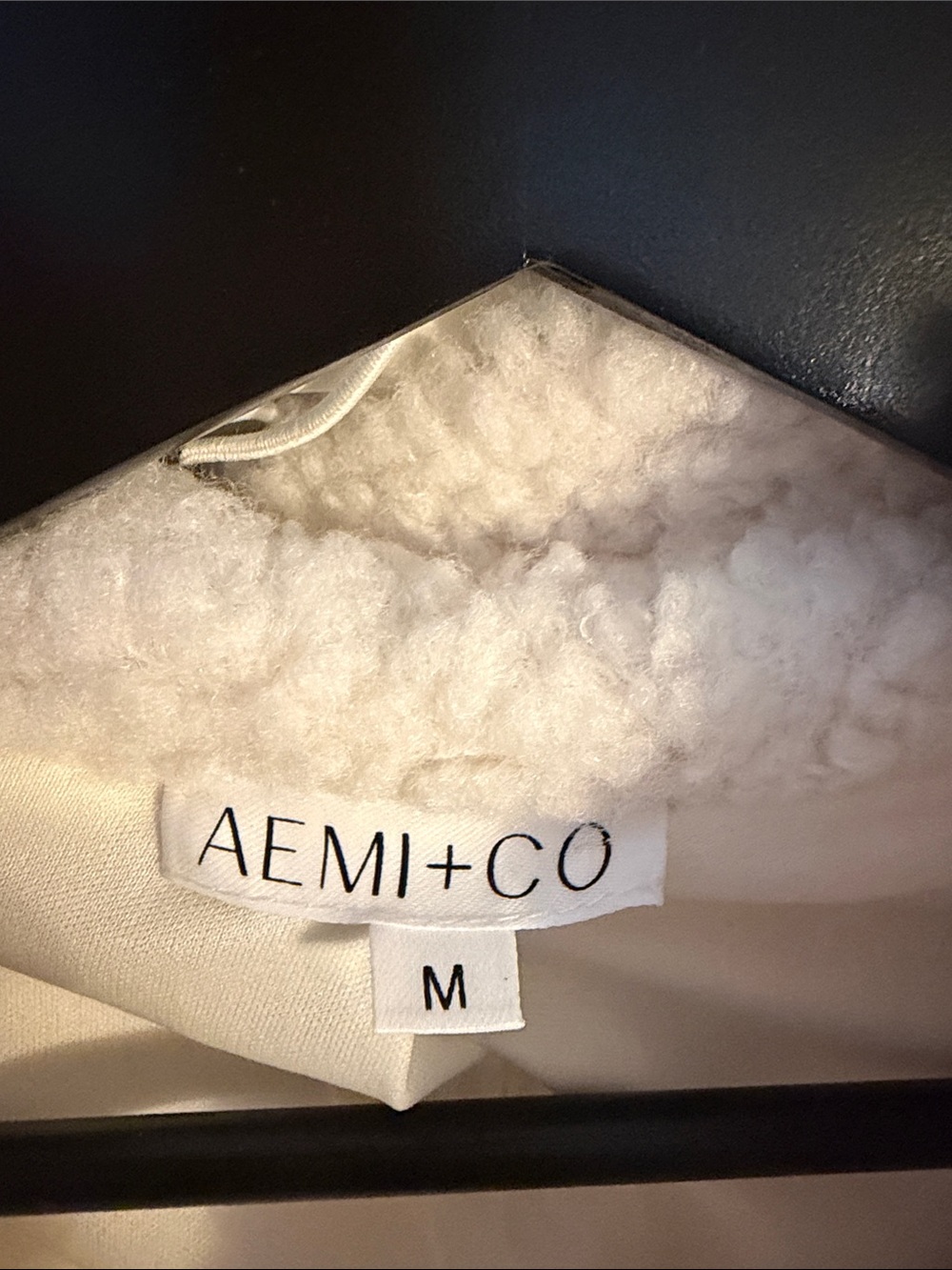 Aemi + Co Light Wash Denim Sherpa Jacket in Cream - Picture 2 of 3